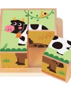 2Kids Toys Wooden Blocks Farm 2 cuburi din lemn 18m+ 4 buc