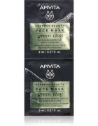 Apivita Express Beauty Cleansing Face Mask Green Clay masca de curatare si netezire cu argila verde 2x8 ml