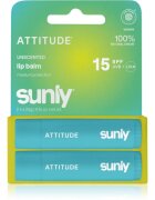 Attitude Sunly Lip Balm balsam de buze fara parfum 2x4.25 g