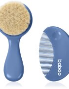 Baboo Baby Hair Brush and Comb Set set pentru păr pentru nou-nascuti si copii Blue Haze 2 buc