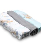 BabyOno Natural Bamboo Diapers Blue-Grey scutece textile 70x70 cm 3 buc