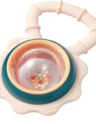 BabyOno Rattle With Teether 3m+ jucărie pentru dentiție cu zornăitoare Flower 1 buc
