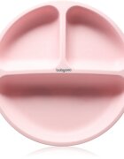 BabyOno Siilicone Plate 6m+ farfurie compartimentată cu ventuză Pink 1 buc