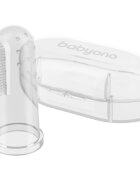 BabyOno Take Care First Toothbrush periuta de dinti pentru deget pentru copii cu sac Transparent 1 buc