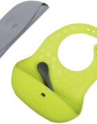BBLÜV Pöket bavețică cu linguriță Grey/Lime 2 buc