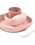 Beaba 4-Piece Silicone Dinner Set serviciu de masă pentru copii Cotton Candy 4m+