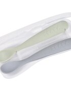 Beaba Set of 2 Ergonomic Spoons linguriță cu sac Pebble Green 4m+ 2 buc