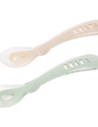 Beaba Silicone Spoon Set linguriță Clay / Misty green 8m+ 2 buc