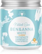 BEN&ANNA Natural Toothpaste White Fluoride pastă de dinți în borcan de sticlă cu flor 100 ml