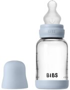 BIBS Baby Glass Bottle Silicone biberon anticolici cu suzetă din silicon Baby Blue 1 buc