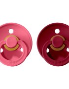 BIBS Colour Natural Rubber Size 2: 6+ months suzetă Coral / Ruby 2 buc