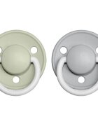 BIBS De Lux Natural Rubber Night Size 2: 6+ months suzetă Sage / Cloud 2 buc