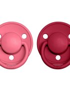 BIBS De Lux Natural Rubber Size 2: 6+ months suzetă Coral / Ruby 2 buc