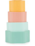 Bieco Silicone Stacking Tower Flower jucărie cu activități 12 m+ Tropical Vibes 4 buc