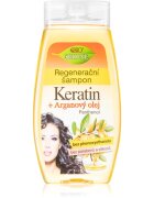 Bione Cosmetics Keratin + Argan sampon pentru regenerare pentru un par stralucitor si catifelat 260 ml