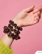 BrushArt Gift for You Slim & Midi satin scrunchie set Elastice pentru par Chocolate brown 3 buc