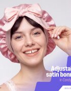 BrushArt Hair Adjustable Satin Bonnet turban pentru păr Candy Pink 1 buc