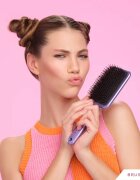 BrushArt Hair Boar bristle paddle hairbrush perie de par cu peri de mistret Metallic Lilac 1 buc