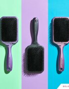 BrushArt Hair Boar bristle paddle hairbrush perie de par cu peri de mistret Metallic Lilac 1 buc