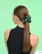 BrushArt Hair Large satin scrunchie set Elastice pentru par Brown & Green