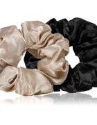 BrushArt Hair Large satin scrunchie set Elastice pentru par Cream & Black