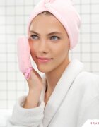 BrushArt Home Salon Make-up remover gloves mănuși demachiante pentru make-up PINK CREAM 2 buc