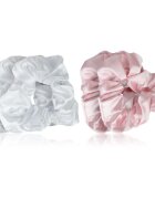 Brushworks Satin Scrunchies Pink & White Elastice pentru par
