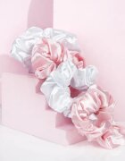 Brushworks Satin Scrunchies Pink & White Elastice pentru par