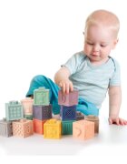 Canpol babies Small Toys cuburi de jucărie moi și senzoriale 6m+ 12 buc
