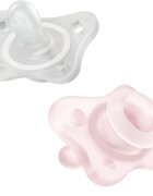 Chicco Physio Forma Mini Soft 0-2m suzetă 0-2m Pink/Transparent 2 buc