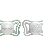 Chicco Physio Light Physio Forma Night suzetă 16-36 m Green/Grey 2 buc