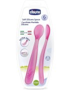 Chicco Soft Silicone linguriță 6m+ Pink 2 buc