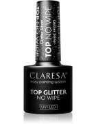 Claresa UV/LED Top Glitter No Wipe lac gel de unghii pentru acoperirea superioară strălucitor culoare Glitter Silver 5 g