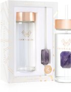 Crystallove Clear Quartz Straw Water Bottle sticlă pentru apă cu pai Hologram - Amethyst 400 ml