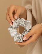 Crystallove Silk Scrunchie elastic pentru păr din mătase Silver 1 buc