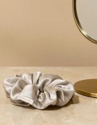 Crystallove Silk Scrunchie elastic pentru păr din mătase Silver 1 buc
