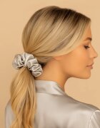 Crystallove Silk Scrunchie elastic pentru păr din mătase Silver 1 buc