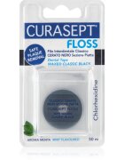 Curasept Dental Tape Waxed Classic Black bandă dentară cerată antibacterial Mint 50 m