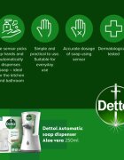 Dettol Soft on Skin Aloe Vera dozator de săpun cu senzor fără atingere 250 ml