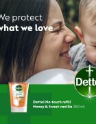 Dettol Soft on Skin Kids No-Touch Refill rezervă pentru dozator de săpun cu senzori fără atingere Honey & Vanilla 250 ml