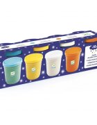 DJECO 4 Tubs of Play Dough plastilină metalică colorată cu reflexii strălucitoare 18m+ 4 buc