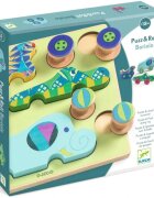 DJECO Puzzle & Push Along Toy Animal Toy Cars jucărie interactivă cu piese care se pot insera 18m+ 12 buc