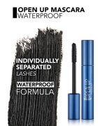 flormar Open Up Waterproof Mascara mascara rezistent la apă pentru curbarea și separarea genelor 12 ml