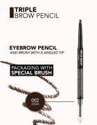 flormar Triple Brow Pencil creion pentru sprancene 3 in 1 culoare 002 Auburn 0.75 g