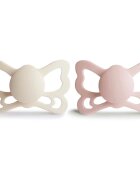 FRIGG Butterfly Size 2:6-18 months suzetă Cream/Blush 2 buc