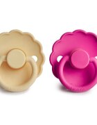 FRIGG Daisy Size 2:6-18 months suzetă Pale Daffodil/Fuchsia 2 buc
