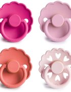 FRIGG Round Latex Rosy Romance suzetă Size 1 4 buc