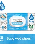 GoWipes Baby 100% Cotton Biodegradable servetele delicate pentru copii pentru piele sensibila 0+ 50 buc