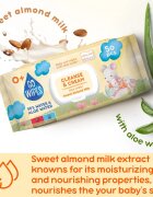 GoWipes Cleanse & Cream Sweet Almond Milk servetele delicate pentru copii pentru piele sensibila aloe vera 0+ 50 buc