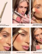 ICONIC London Highlight & Blush Brush pensulă cu două capete pentru fard de obraz și contur 1 buc
